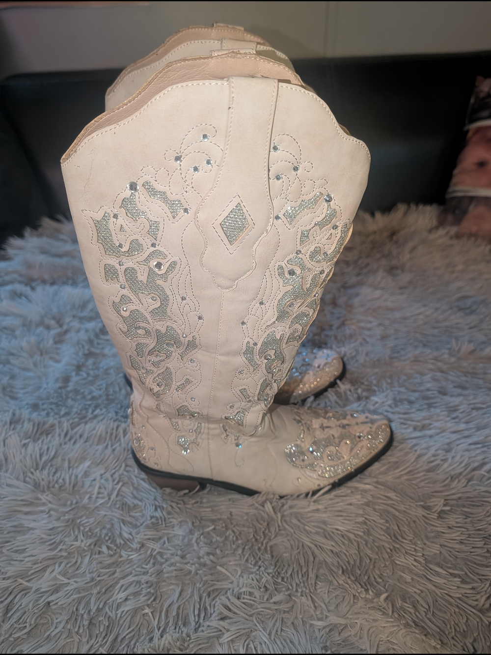 Corral Cream Western Embellished Heeled Cowboy Boots